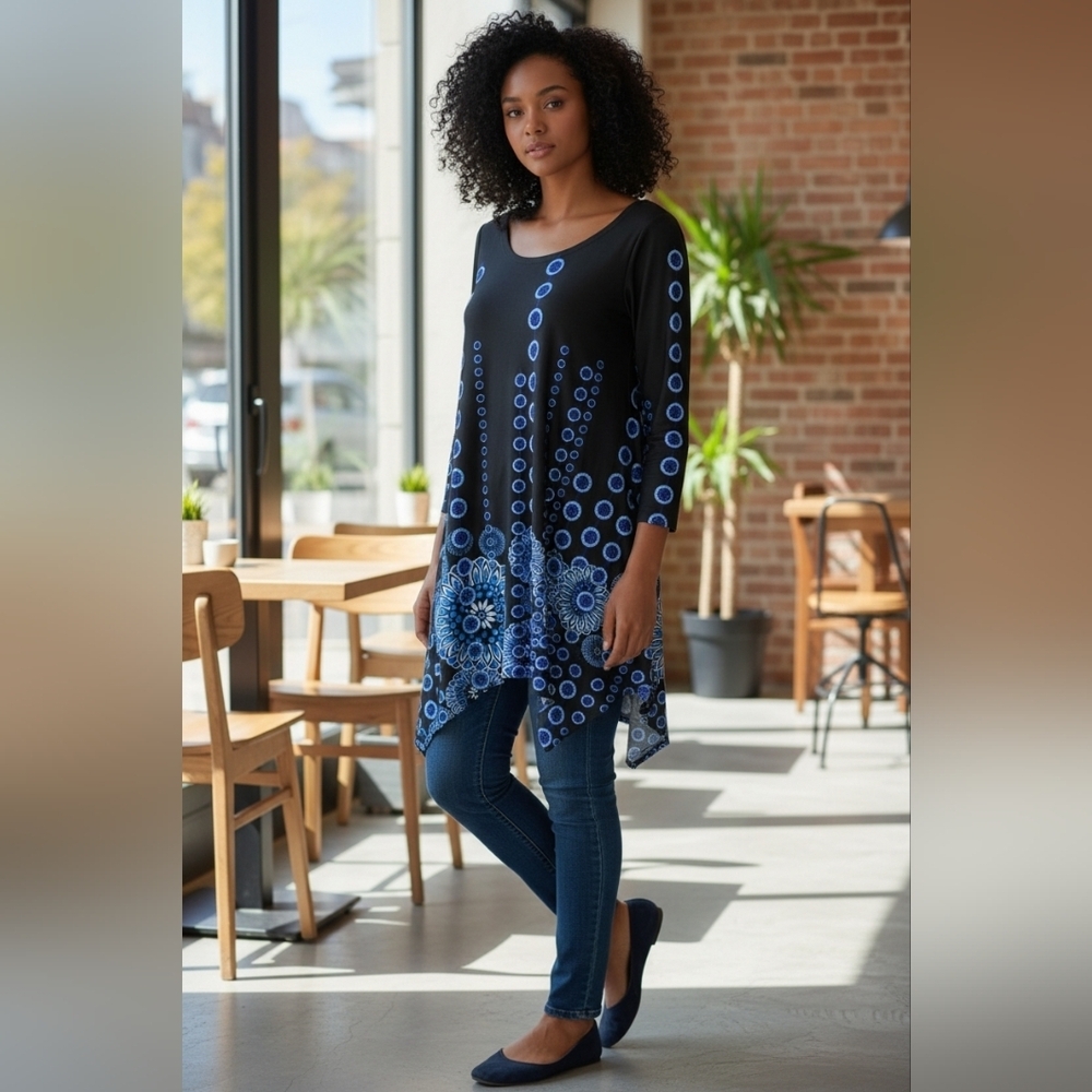 White Mark womens 3/4 sleeve Chic Casual tunic blouse NWT